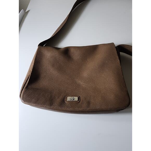 THE SAK Brown Pebbled Leather Hobo Crossbody Zip Bag Handbag - Picture 4 of 9